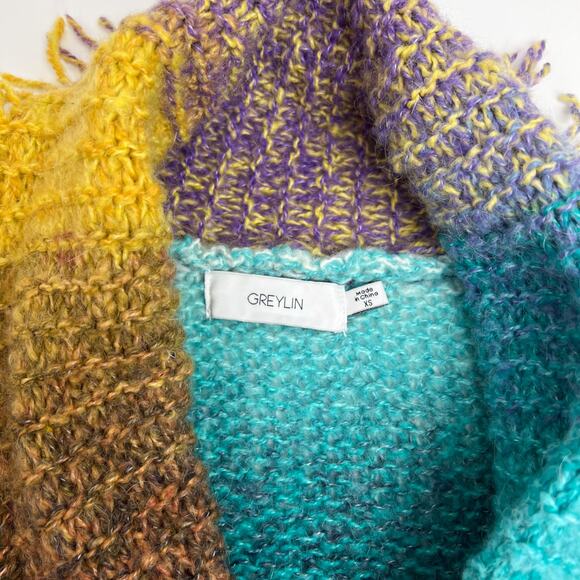 Anthropologie Greylin Natalia Fringed Colorful Knit Cardigan Size XS - Picture 5 of 10